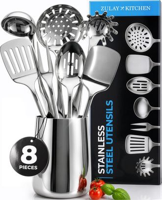 Zulay Kitchen Stainless Steel Cooking Utensil (8 Piece Set)