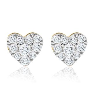 Pompeii3 1/2Ct Heart Shape Diamond Studs Yellow Gold Lab Grown 7mm Womens Earrings