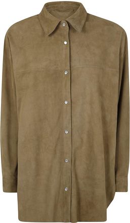 Salvatore Santoro Womens Oversized Leather Jacket - Khaki - Size EU 44 (Womens)