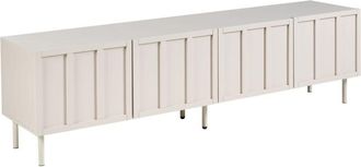 Beliani TV Stand Light Beige MDF 4 Door Cabinet Metal Legs Cashmere Modern Design Bedroom CLUNES