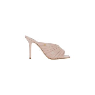 Elisabetta Franchi Heeled Mules, female, Beige, Size: 6 US Nappa Leather Sandals