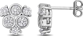 Mimi & Max Created Forever 1 1/7ct TW Lab-Grown Diamond Inverted Triangle Cluster Earrings Sterling Silver