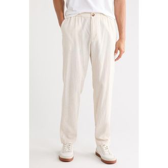 14th & Union Elastic Waist Linen Blend Trim Fit Pants in Tan Nantucket - White Eoe at Nordstrom Rack, Size Xx-Large
