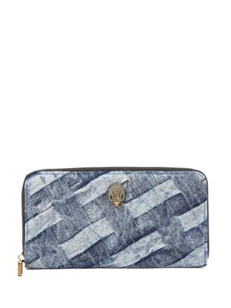 Kurt Geiger denim weave zip-around wallet - women - Fabric/Calf Leather - One Size - Blue