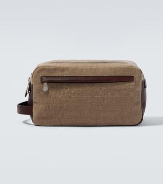 Brunello Cucinelli Leather-trimmed toiletry bag