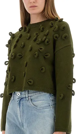 J.W.Anderson Cropped Jersey Sweater - Green
