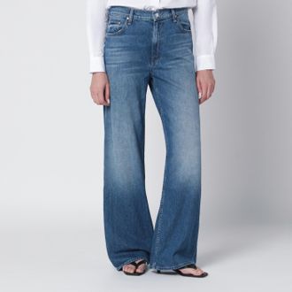 Mother Hit Shuffle Washed Blue Wide Leg Jeans