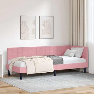 vidaXL vidaXL Cornice del letto ad angolo Rosa 80 x 200 cm Velluto