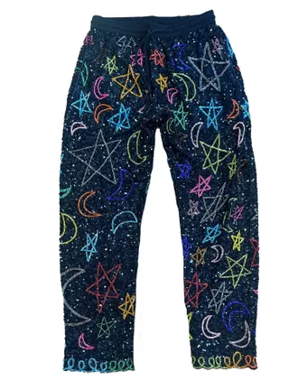 Ashish Womens Sparkling Sequins Magic Trouser In Black