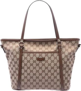 Gucci Pre-owned Canvas Satchel - Dames - Vintage Shopper - Beige - ONE Size - Vintage