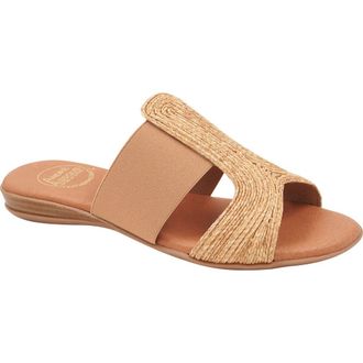 Andr&eacute; Assous Noor Raffia Slide Sandal in Beige/Beige at Nordstrom Rack, Size 10