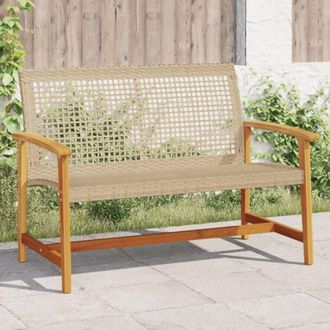 vidaXL Panca da Giardino Beige 112 cm in Polyrattan e Legno di Acacia - Vidaxl