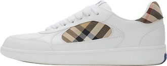 Burberry 26 Leather and Check Terrace Sneakers White Sand 81086491