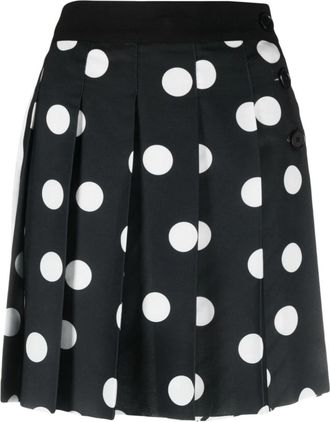 Msgm White Polka Dot Pleated Mini Skirt
