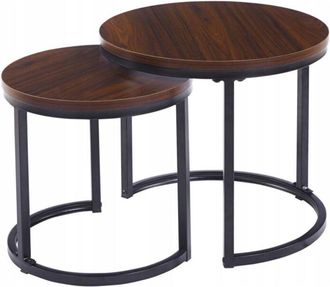 OEM Mesa De Centro Redonda De Estilo Escandinavo En Nogal Oscuro Furnitex Para El Sal&oacute;n