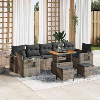 vidaXL Vidaxl - Conjunto De Sof&aacute; De Jard&iacute;n Manual 10 Pcs Gris 90 X 55 X 71 Cm