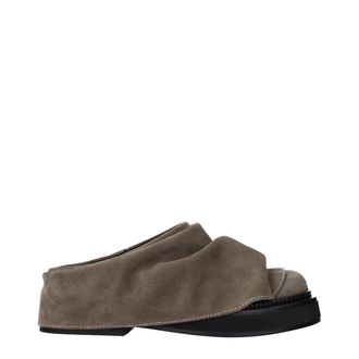 The Attico Gray Leather Womens Slippers