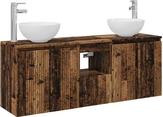 vidaXL Juego De Muebles De Ba&ntilde;o 3 Uds. Madera Envejecida Vidaxl