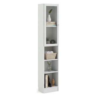 Dmora Dmora - Estante Para Libros Alberte, Estante De Oficina, Porta Libros M&oacute;vil, Biblioteca, 41x28 H203 Cm, Blanco