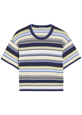 SIMKHAI Tenley Chevron Knit T-shirt - Navy - S (UK8-10 / S)