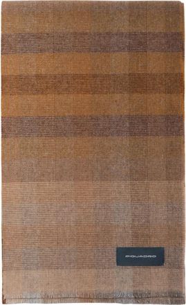 Piquadro Merino Wol Sjaal met Vervaagd Ruitpatroon - Heren - Wintersjaals - Bruin - ONE Size - Wol - Accessoires