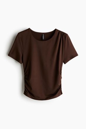 H&M Drapiertes T-Shirt - Brown