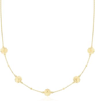 Canaria Canaria Italian 10kt Yellow Gold Flower Station Necklace