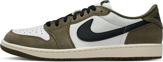Nike Jordan Mens Air Jordan 1 Retro Low Medium Olive and Summit White Shoes in Green | HQ6998-200