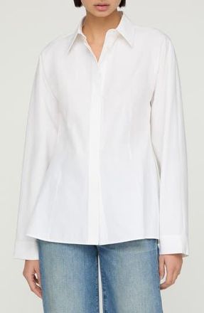 Lafayette 148 New York Pintuck Back Organic Cotton Poplin Button-Up Shirt in White at Nordstrom Rack, Size X-Small