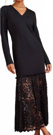 Karen Kane Lylah Contrast Lace V-Neck Dress In Black