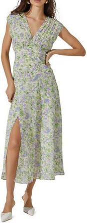 ASTR the Label Floral Pleated Bodice Midi Dress in Green Lave at Nordstrom Rack, Size X-Small