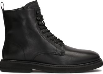 Kazar Klassieke herenlaarzen in militaire stijl - Heren - Veterlaarzen - Zwart - 46 EU - Leer - Schoenen