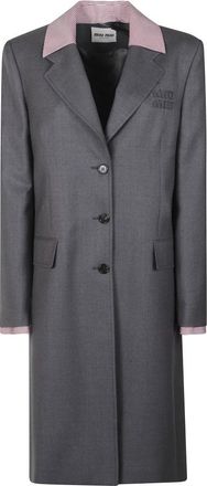 Miu Miu Single-Breasted Coats - Dames - Mantel - Grijs - M - Jassen