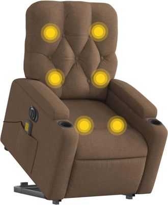 vidaXL Vidaxl - Sill&oacute;n De Masaje El&eacute;ctrico Reclinable Elevable Tela Marr&oacute;n