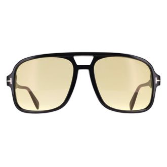 Tom Ford Aviator Mens Shiny Black Brown Falconer FT0884 Metal - One Size