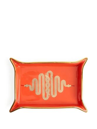 Jonathan Adler snake-motif serving tray - unisex - Gold/Porcelain - OS - Orange