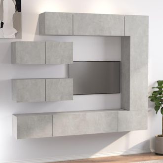 vidaXL Set De Muebles De Tv 7 Pzas Madera Contrachapada Gris Hormig&oacute;n Vidaxl