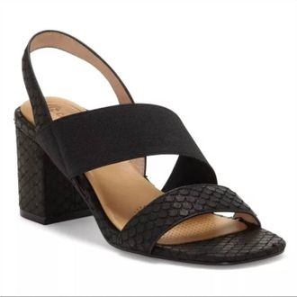 Corso Como Womens Hally2 Heeled Sandal In Black, Fanci Snake