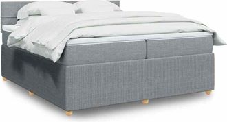 vidaXL Vidaxl - Cama Box Spring Con Colch&oacute;n Tela Gris Claro 200x200 Cm