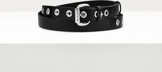 Vivienne Westwood Carolina Belt Brass Rhodium-blackleather Unisex