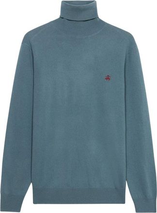 Brooks Brothers Truien & Vesten, Heren, Blauw, XL, Wol, Lamswol coltrui met logo