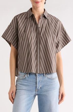 Rag & Bone Maura Stripe Button-Up Shirt in Brown Stripe at Nordstrom Rack, Size Xx-Small