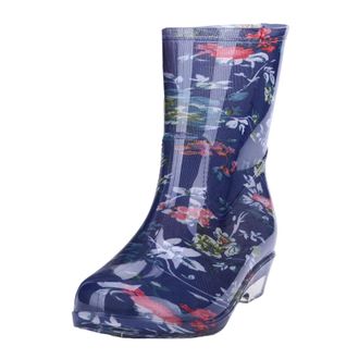 Generic Wellington Boots For Ladies Mid Calf Outside Crystal Transparent Printed Non Slip Wearable Lightweight Work Shoes Rain Boots Ladies Waterproof Fashion