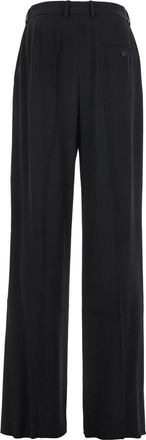 Balenciaga Mens Black Wool Blend Pants With Belt Loops Viscose Trousers