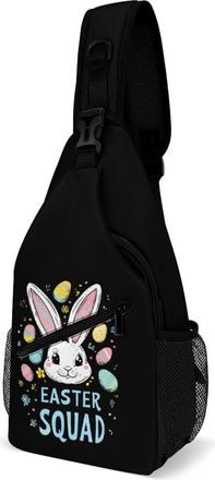 Generic Easter Squa Cute Bunny Mens Crossbody Chest Sling Bag for Travel Hiking Lightweight Shoulder Bags with Small Side