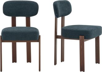 Urban Meuble Set de 2 sillas de comedor en lino negro, respaldo curvado