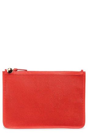Clare Vivier Perforated Leather Clutch in Bright Poppy at Nordstrom