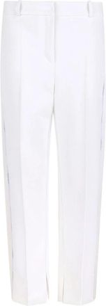 Elisabetta Franchi Broeken In Crepe Fabric - Dames - Straight fit broeken - Wit - M - Leer - Broeken