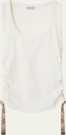 Burberry Ruched Check Drawstring Tank Top