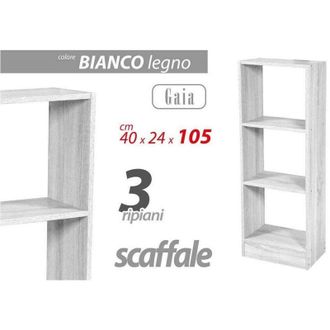 Trade Shop Trade Shop - Libreria 3 Ripiani Scaffale 105x40x24cm Mensole In Legno Bianco Moderno 768934